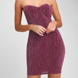 Lulu's Strapless Burgundy Dress